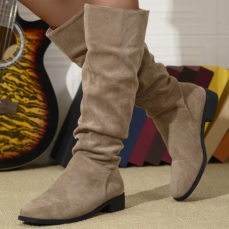 Joliza - Slouchy Mid-Calf Boots With Low Heel