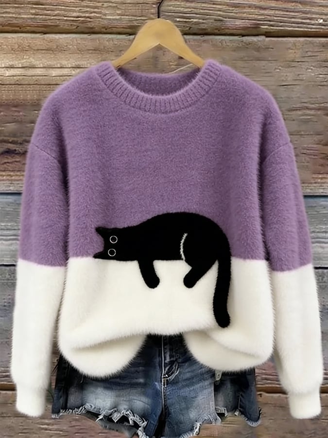 Aiste - Casual Cat Graphic Sweater