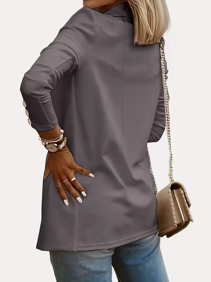 Nikia - Long sleeve Decorative Button Blazer