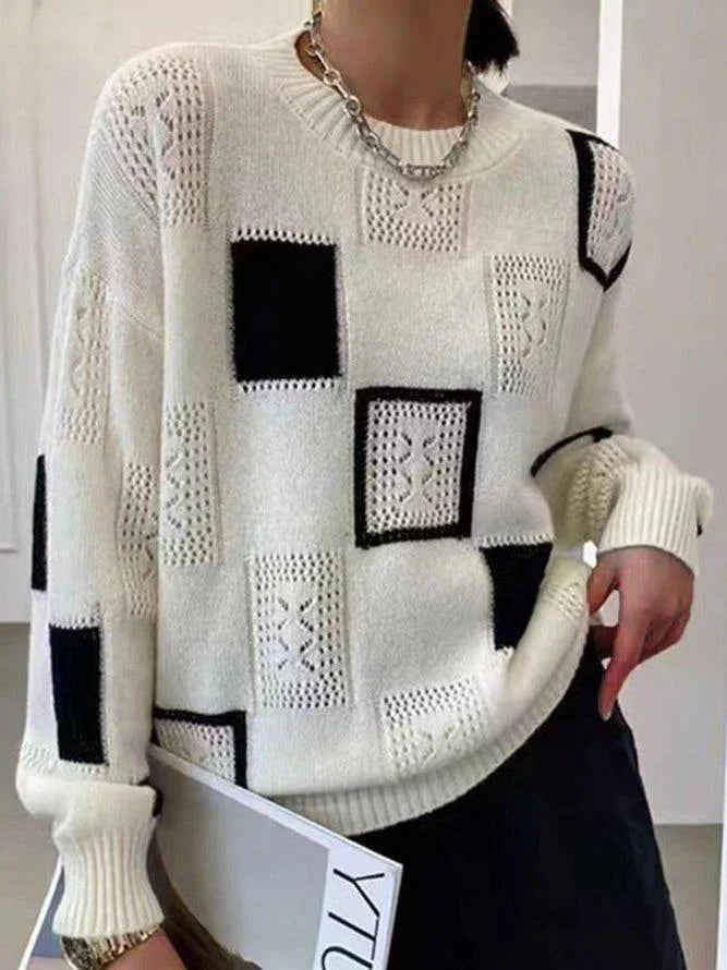 Aniska - Block Pattern Knitted Sweater
