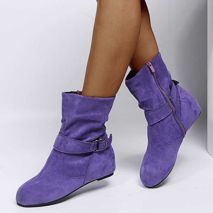 Erendyra - Ankle Boots With Buckle Strap and Side Zipper
