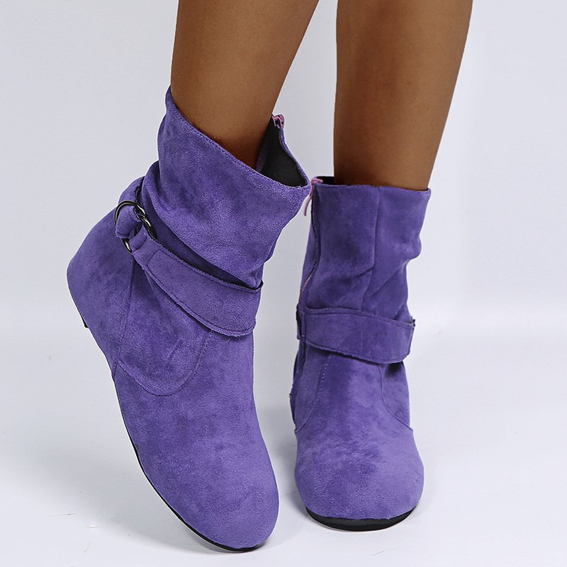 Erendyra - Ankle Boots With Buckle Strap and Side Zipper