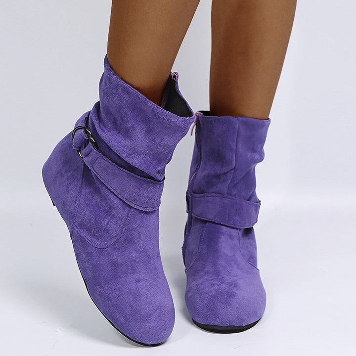 Erendyra - Ankle Boots With Buckle Strap and Side Zipper