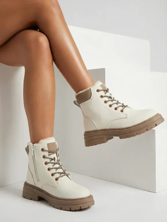 Alosia - Ankle Boots with Laces and Chunky Soles