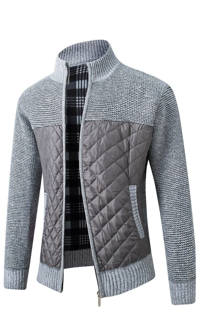 Liman - Quilted Panel Full-Zip Knit Cardigan