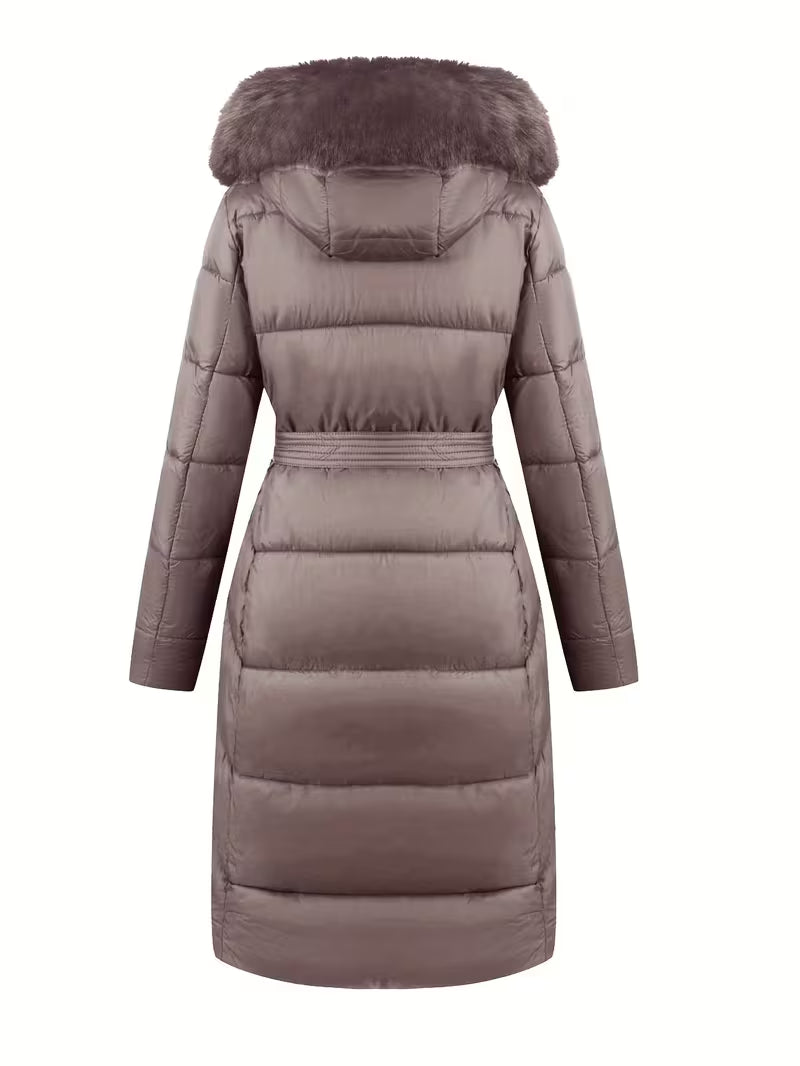 Inza - Hooded Puffer Jacket With Belt