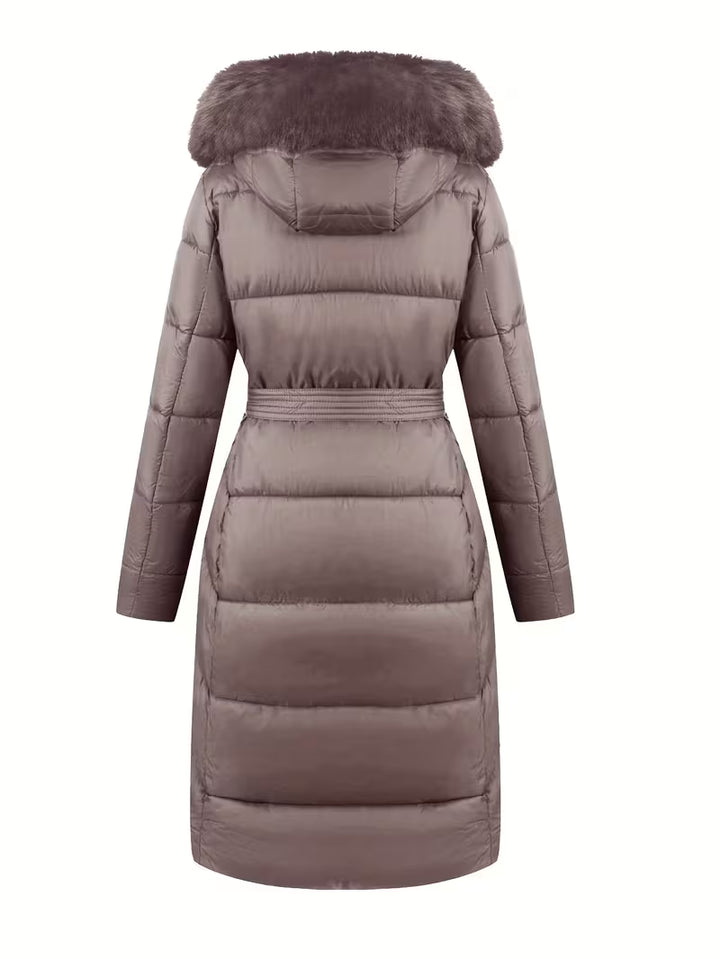 Inza - Hooded Puffer Jacket With Belt