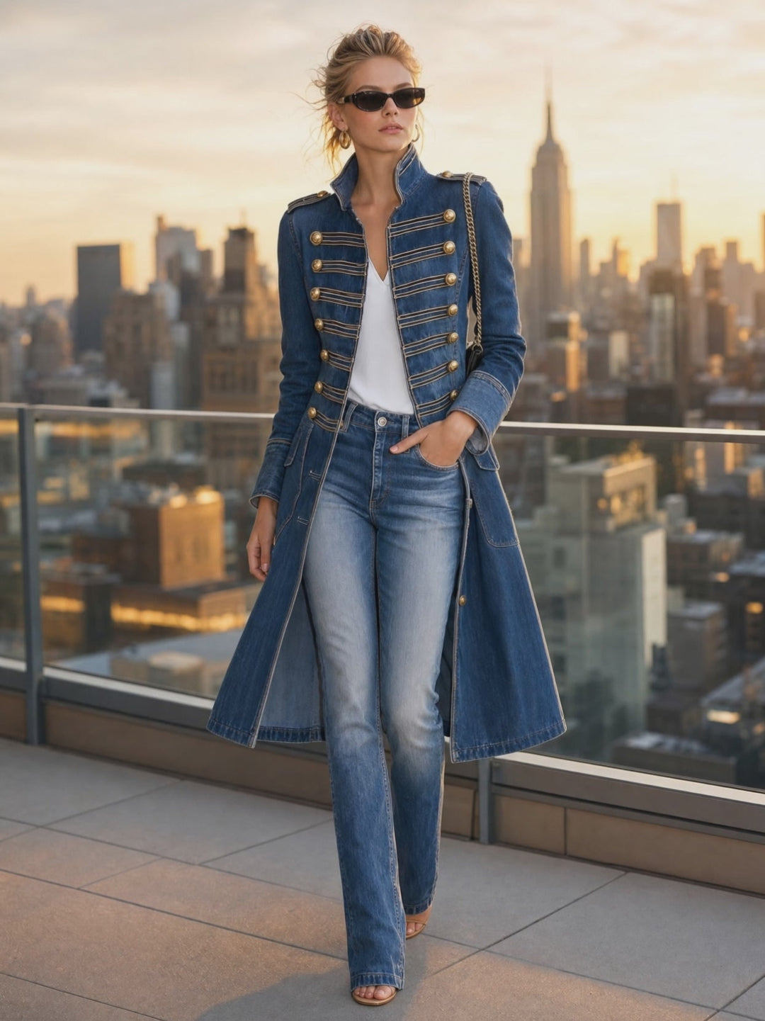 Latia - Long Sleeve Coat With Stand Collar