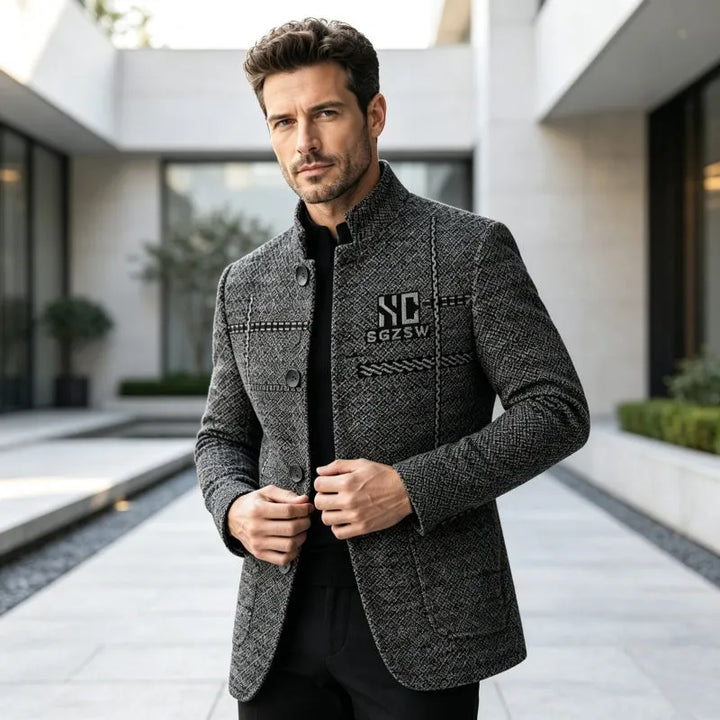 Samsam - Slim Fit Mandarin Collar Blazer