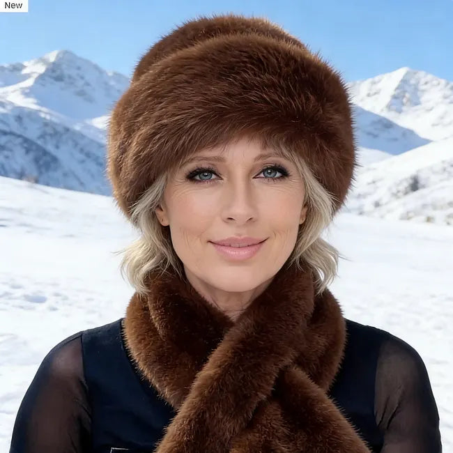 Eugenie - Fluffy Winter Hat and Matching Scarf Set
