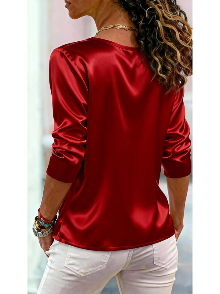 Belina - Satin Square Neck Button Top