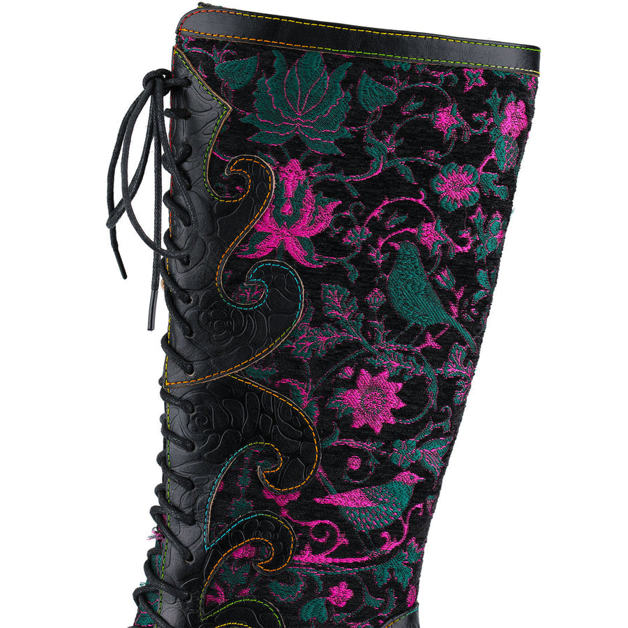 Leasia - Leather Orthopedic Boot With Printed