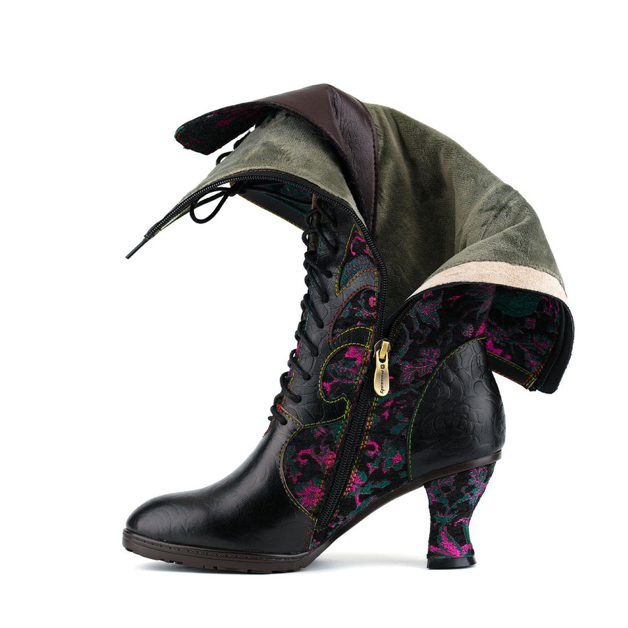 Leasia - Leather Orthopedic Boot With Printed