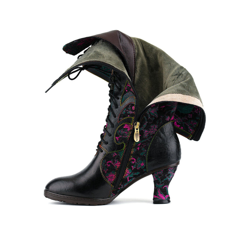 Leasia - Leather Orthopedic Boot With Printed
