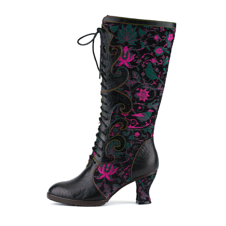 Leasia - Leather Orthopedic Boot With Printed