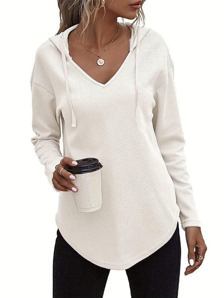 Seonie - Long Sleeve V Neck Hoodie