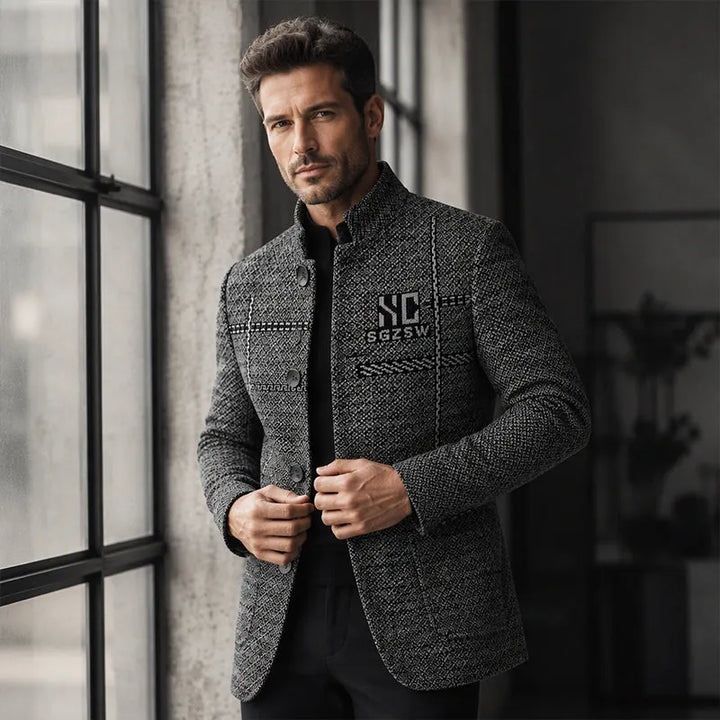 Samsam - Slim Fit Mandarin Collar Blazer