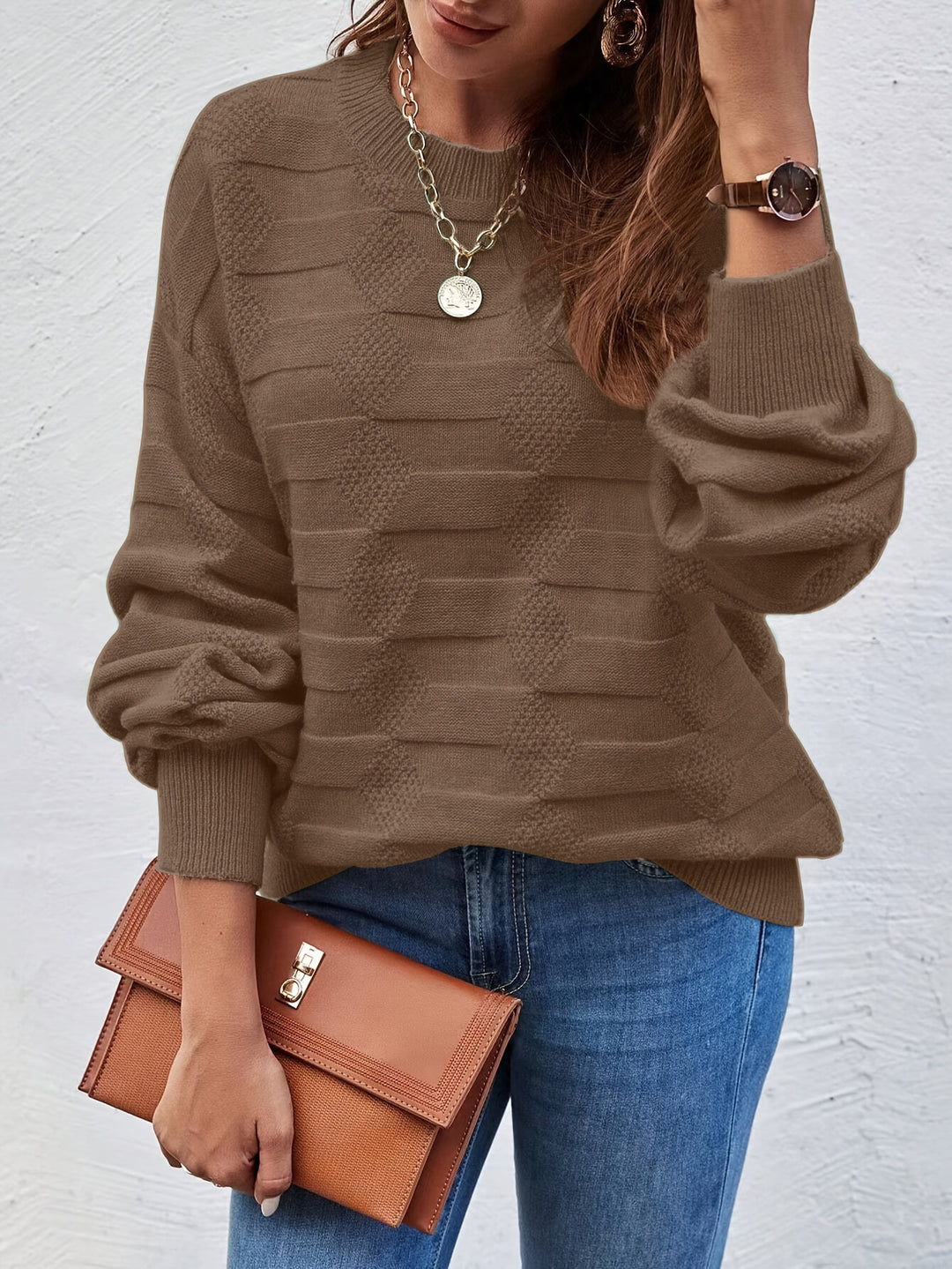 Annastina - Casual Long Sleeve Sweater With Round Neck