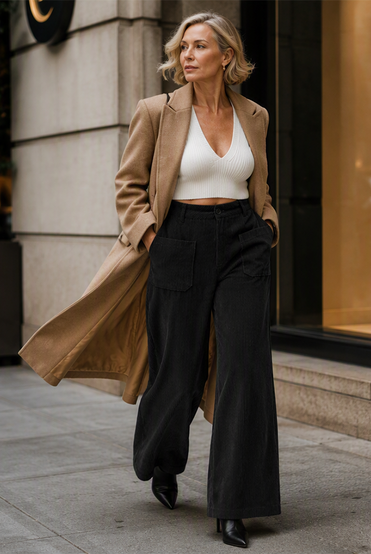 Jina - Wide Leg Trousers With Front Pockets