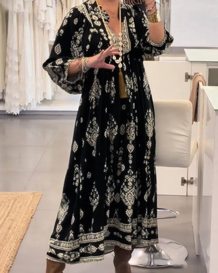 Zonia - Casual Printed Dress With Pockets
