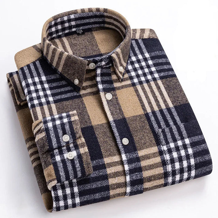 Joman - Plaid Button-Up Long Sleeve Shirt
