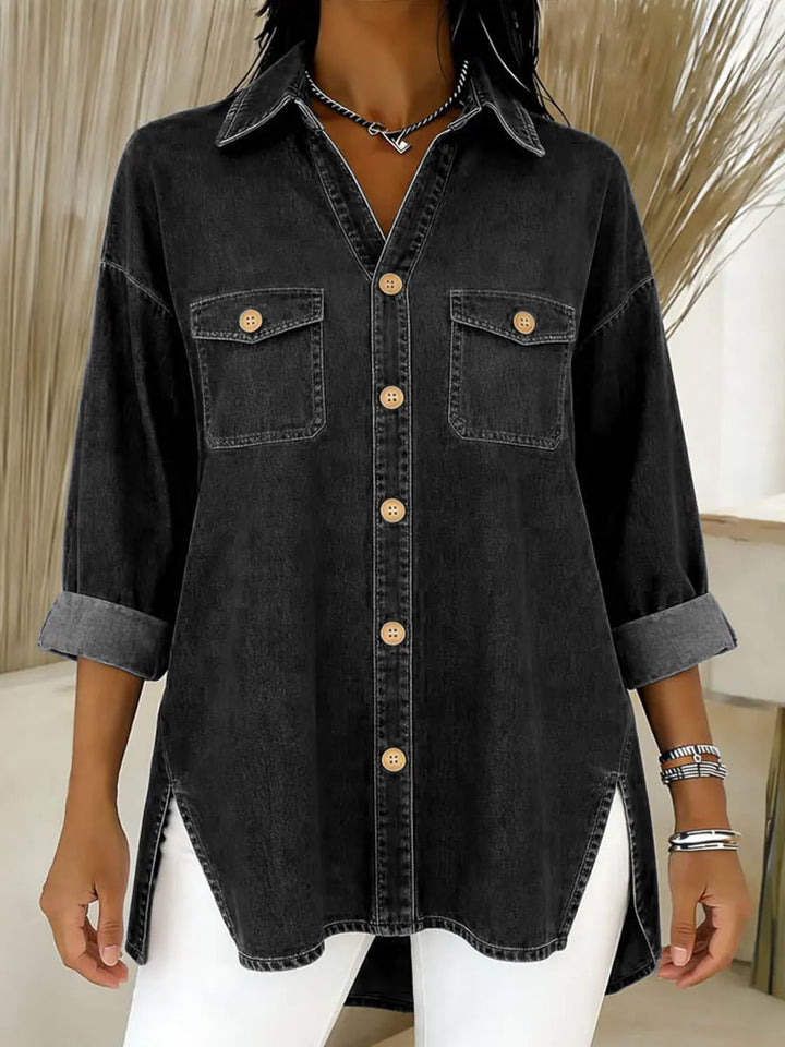 Durcia - Long Sleeved Denim Shirt With Lapels