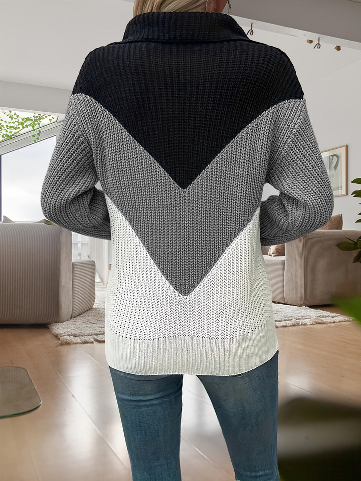 Fagina - Elegant Knitted Sweater with Half Zip
