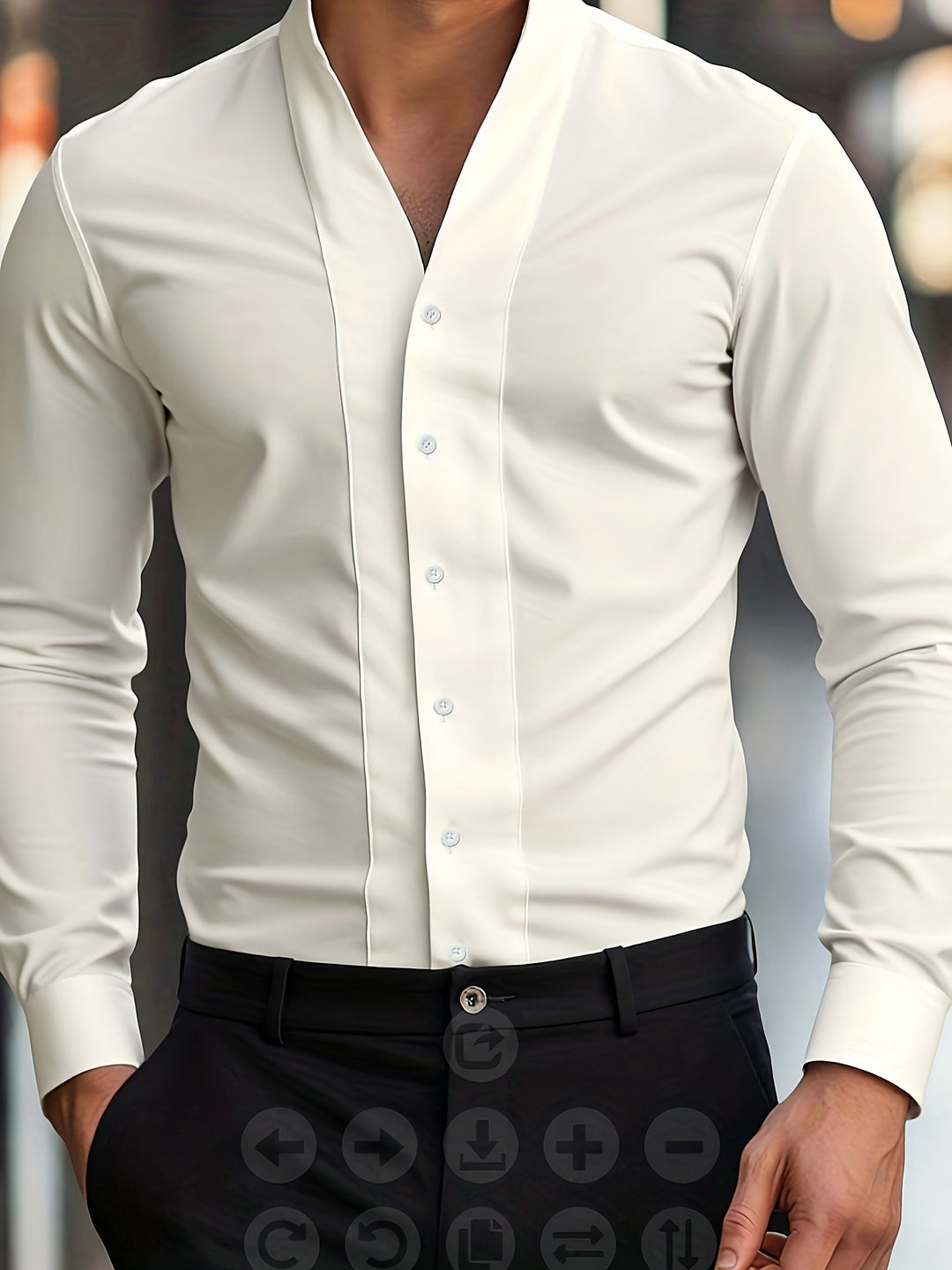 Almasbek - Slim Fit Long Sleeved V-Neck Shirt