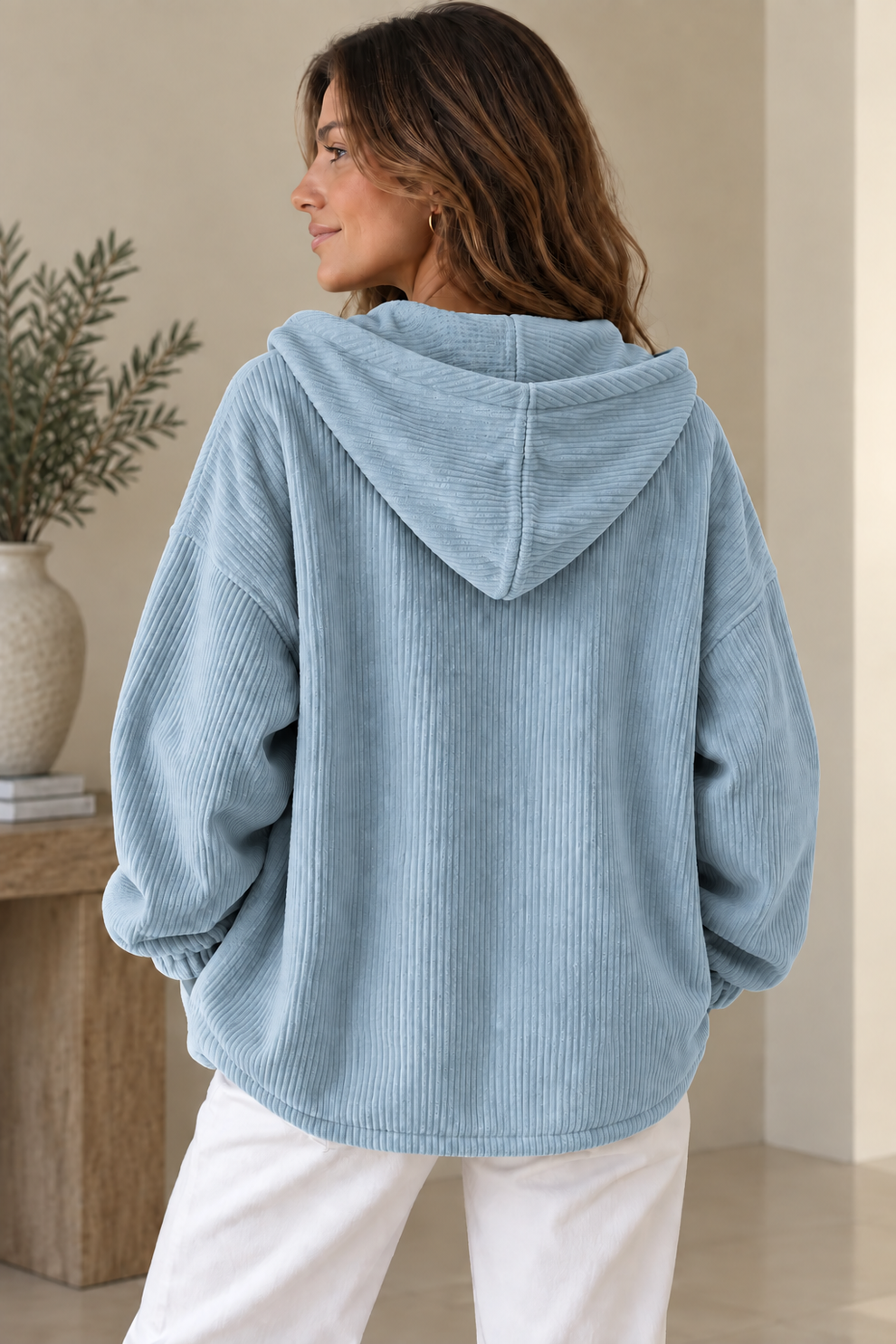 Nalina - Oversized Corduroy Hooded Jacket
