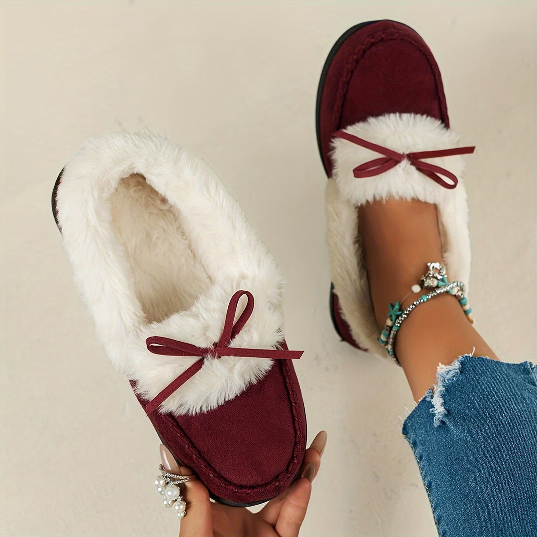 Suzia - Cozy Plush Slipper With Bow