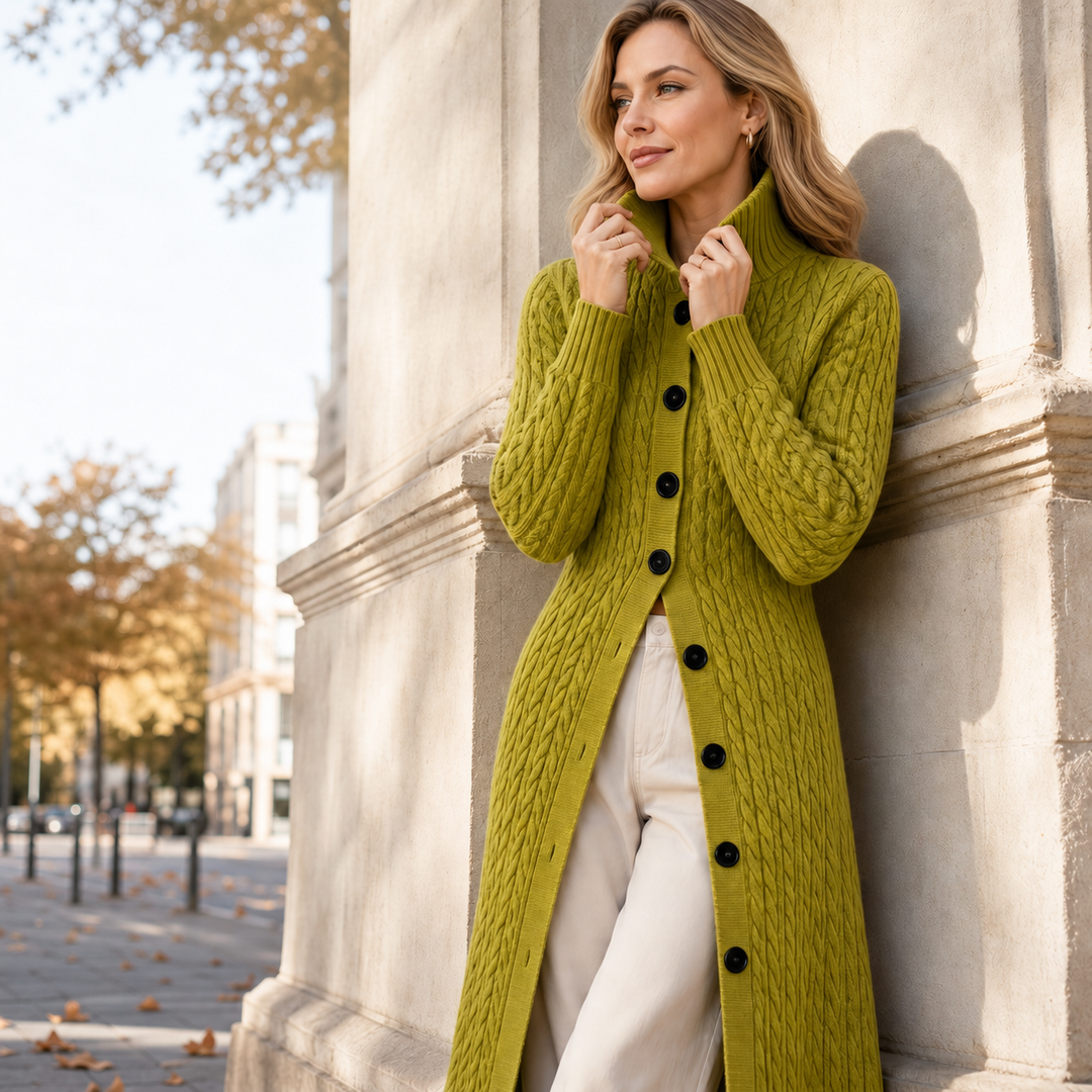 Noreena - Cardigan with Cable Knit and Button Closure