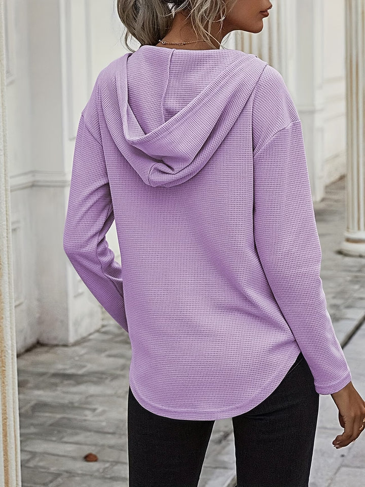 Seonie - Long Sleeve V Neck Hoodie