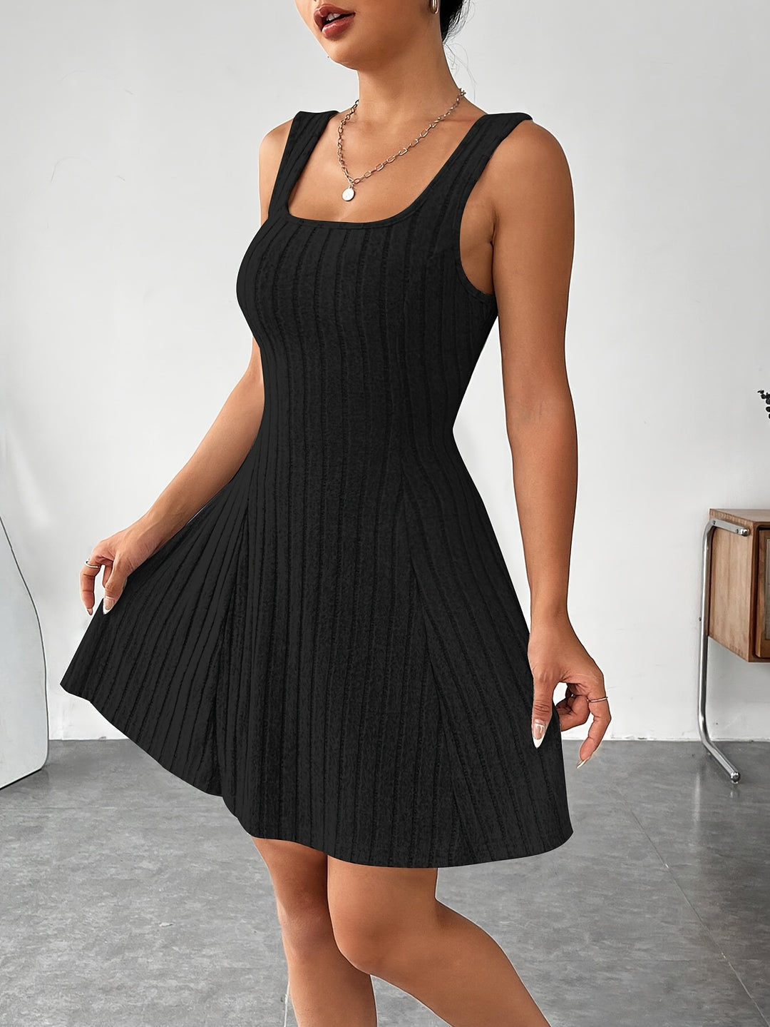 Joaquina - Ribbed Mini Dress With Cropped Hooded Top