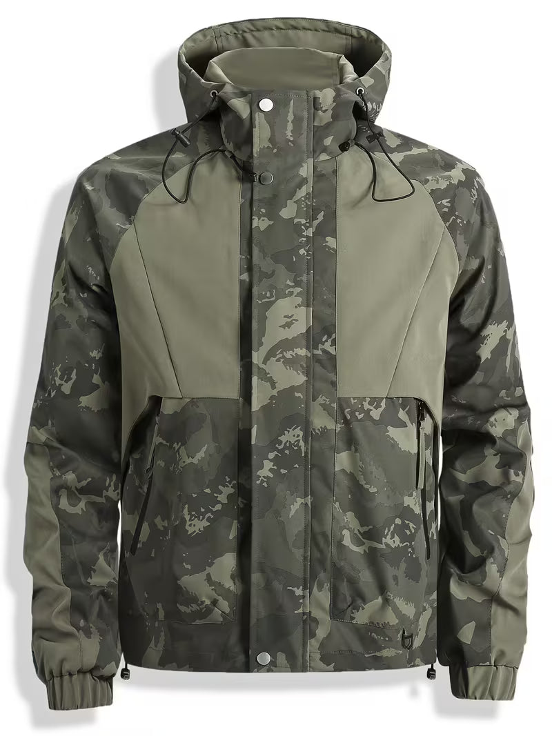 Brekks - Camouflage Hooded Windbreaker Jacket