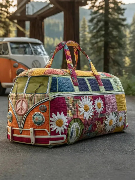 RetroBloom - Quilted Vintage Camper Print Travel Bag