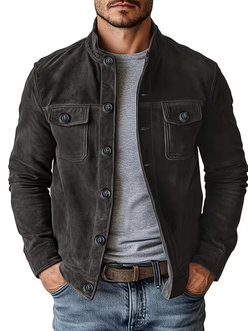 Jelil - Suede Jacket With Dual Front Pockets