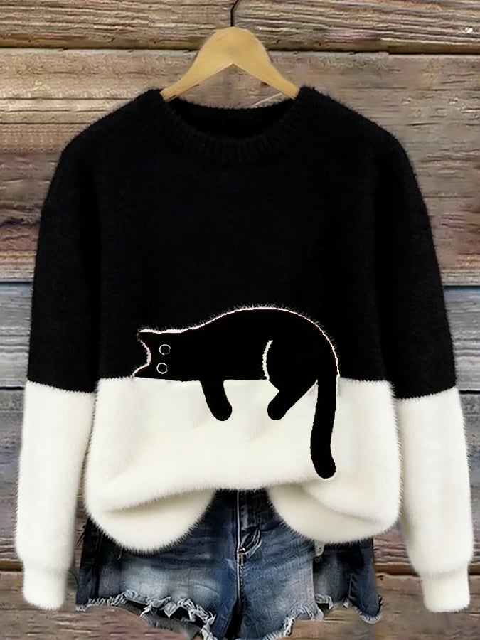 Aiste - Casual Cat Graphic Sweater