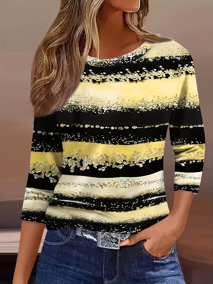 Anara - Casual Fit Striped Round Neck Shirt