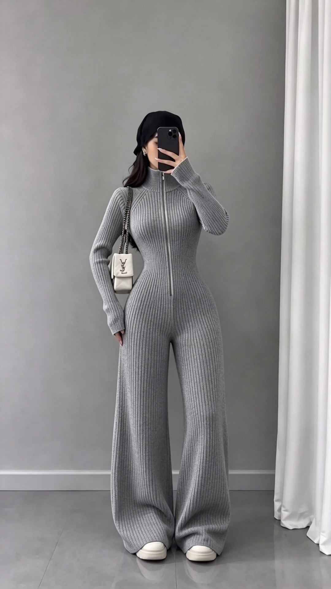 Libby - Ribbed Knit Wide-Leg Jumpsuit