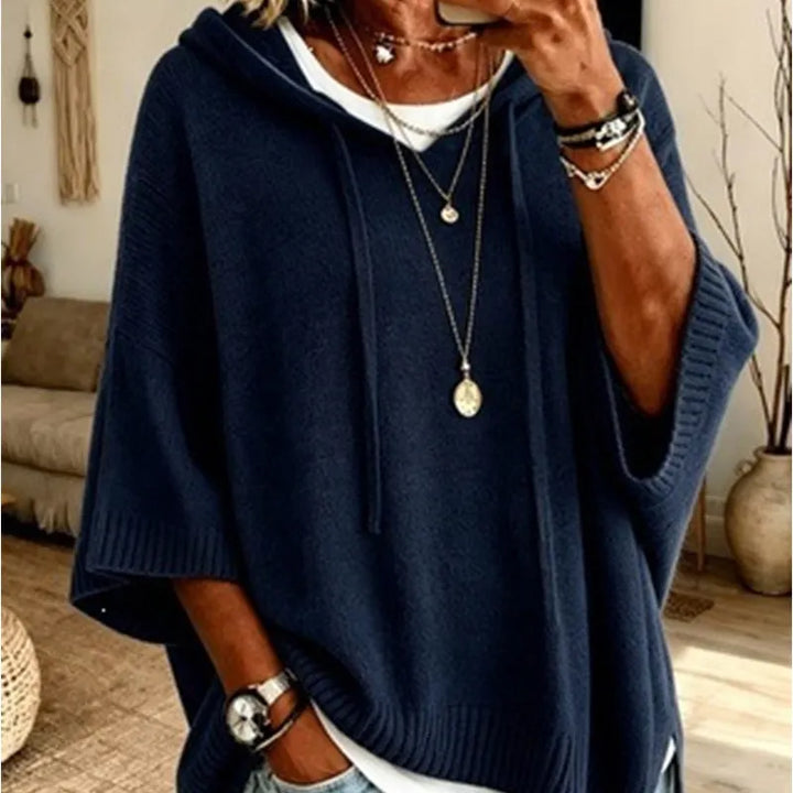 Kinala - Oversized Knit Hoodie With Drawstring