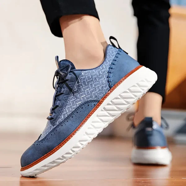 Colby - Sneakers With Woven Texture and Contrast Sole