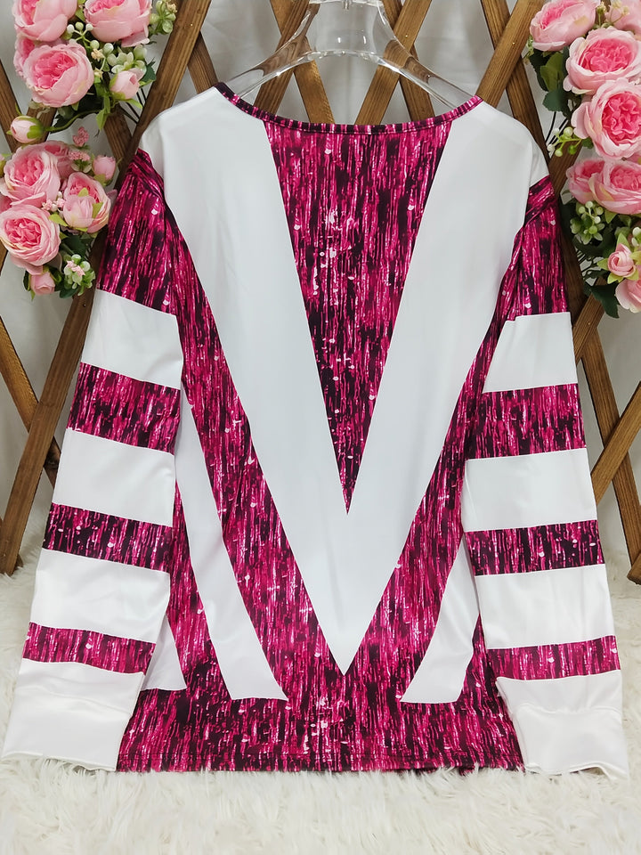 Kyna - Artistic Pattern Long Sleeve Top With Zipper