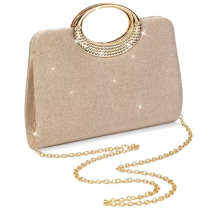 Lizzana - Shiny Round Ring Pleated Handbag