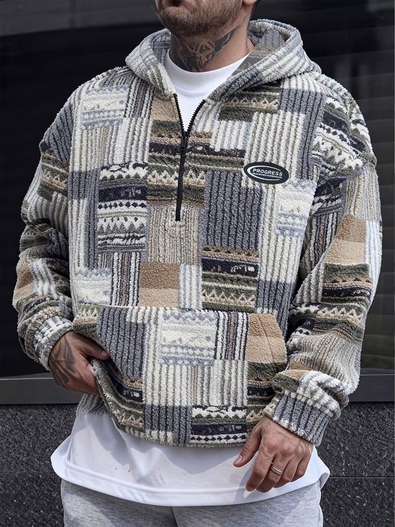 Silvain - Printed Zip-Up Hooded Sweatshirt
