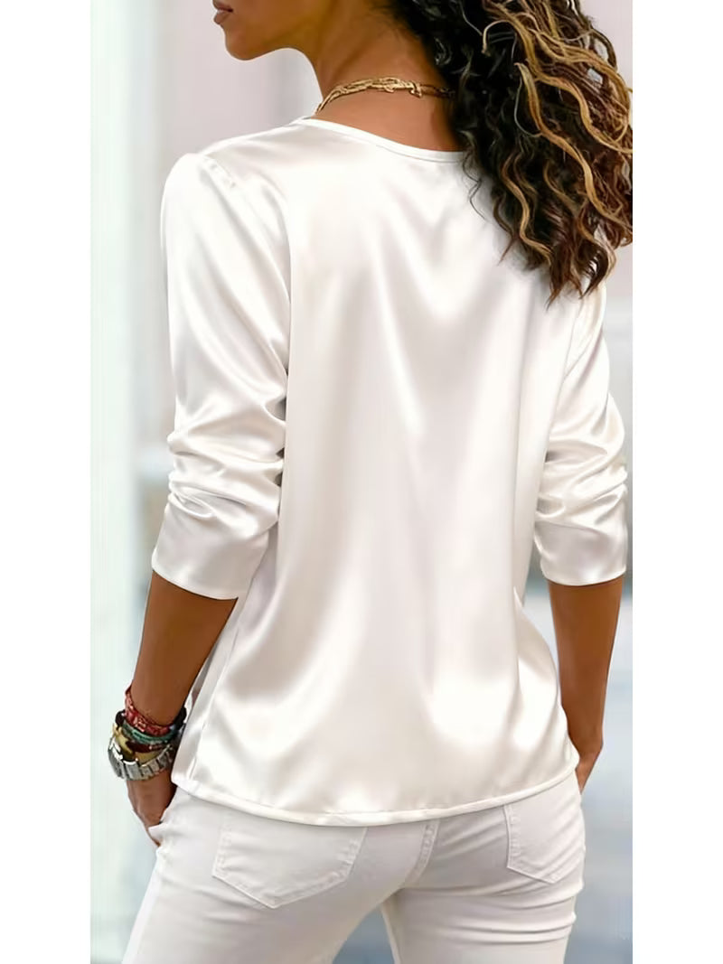 Belina - Satin Square Neck Button Top
