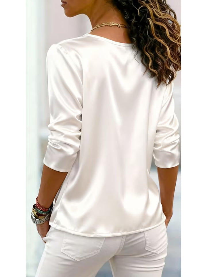 Belina - Satin Square Neck Button Top