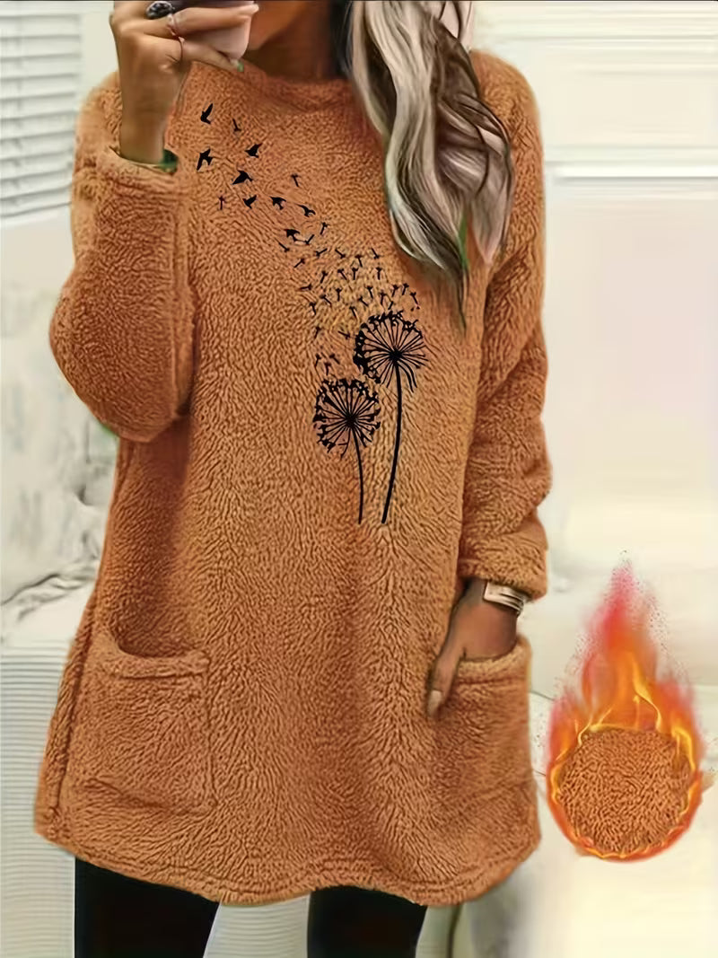Zibija - Fleece Sweatshirt With Dandelion Print
