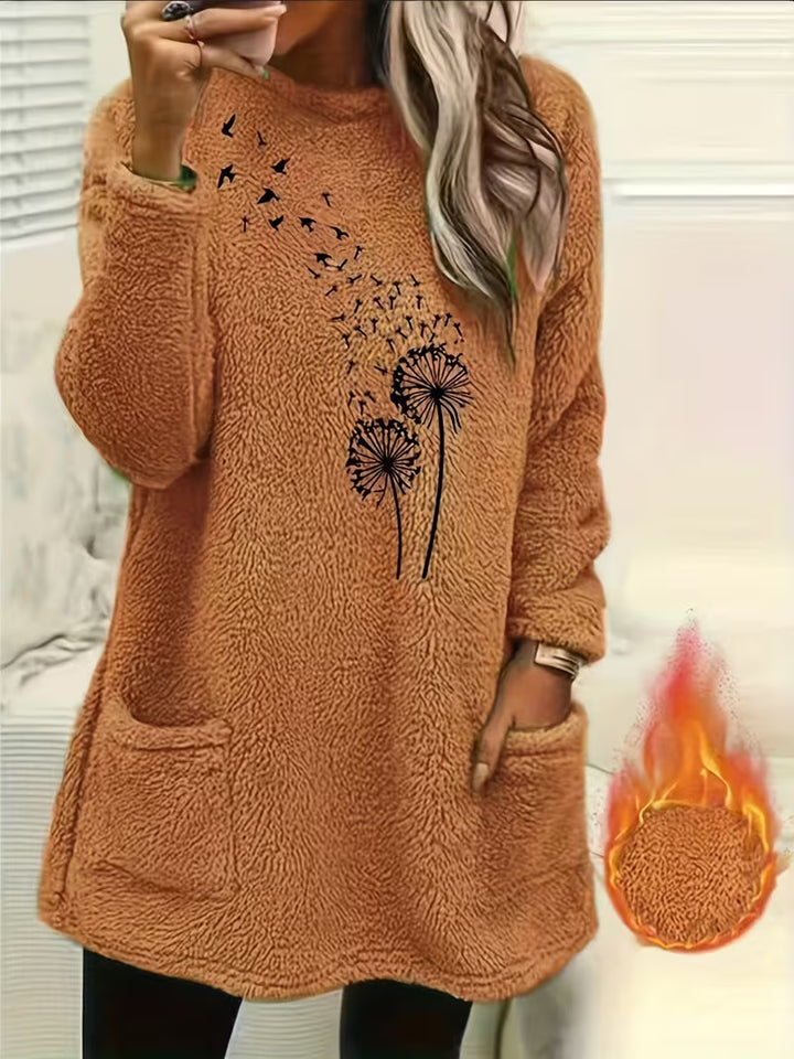 Zibija - Fleece Sweatshirt With Dandelion Print