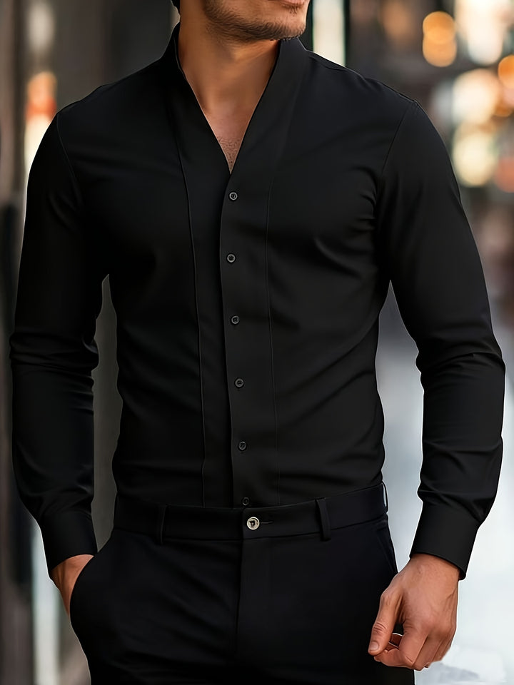 Almasbek - Slim Fit Long Sleeved V-Neck Shirt