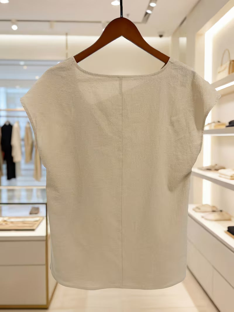 Wiliena - Tie-Neck Short Sleeve Top